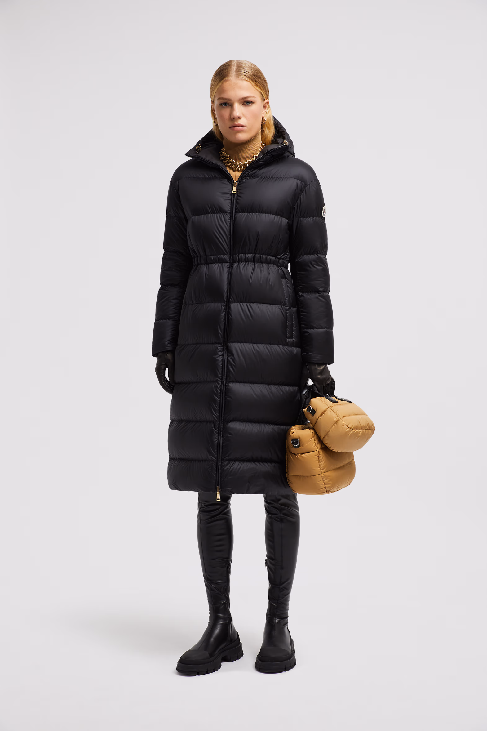 Plumífero largo con capucha reversible Boulogne Mujer Negro Moncler 0